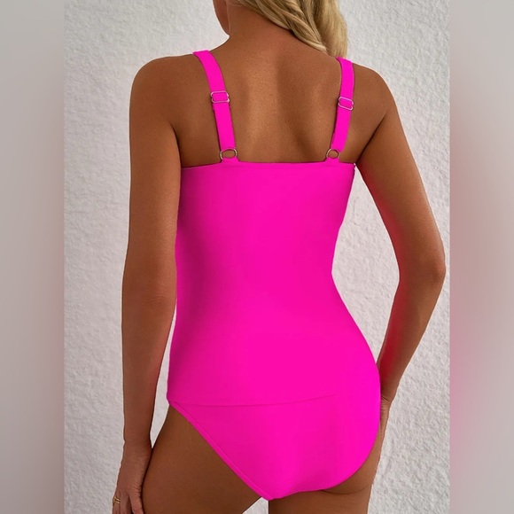 Ruched Tummy Control Tankini 2pcs Swimsuit - Picture 4 of 6